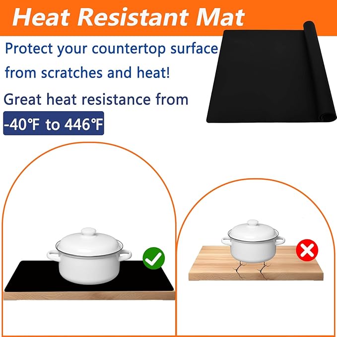 Large Silicone Mat for Kitchen Countertop, 78.7''x15.7''(200cmx40cm) Heat Resistant Kitchen Island Protector Mat, Extra Large Kitchen Counter Mat,Multipurpose Cuttable Silicone Mat, Semitransparent