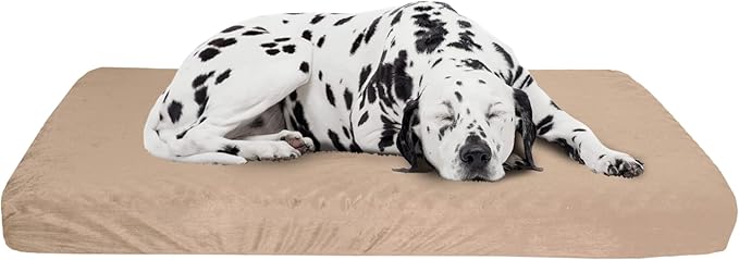 PETMAKER Orthopedic 2-Layer Memory Foam Dog Bed with Machine Washable Sherpa Top - 46x27, Up to 95lbs (Tan)