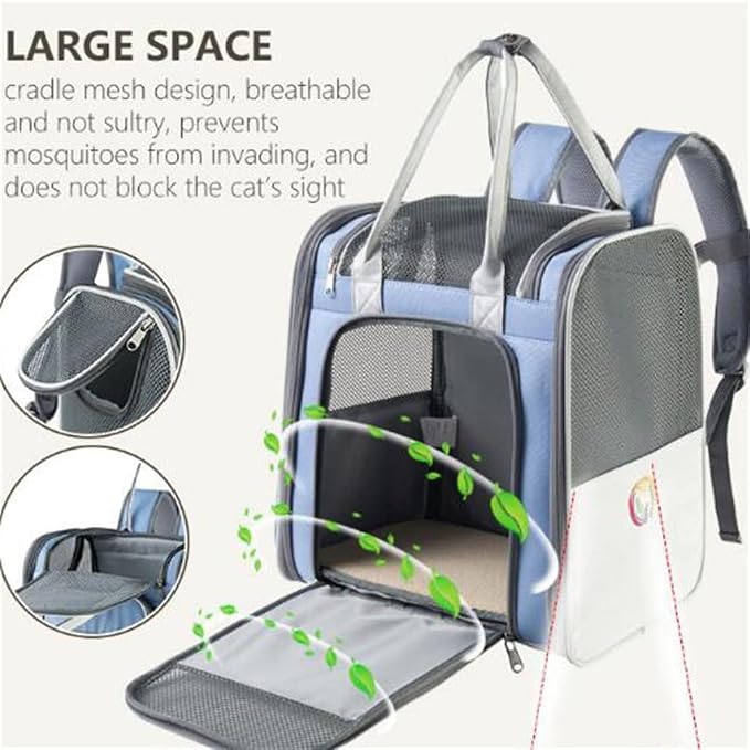 OLOTU Pet Backpack Large Capacity Cat Backpack, Collapsible Lightweight Portable Dog Backpack Carrier for Travel Hiking, Ventilated Cat Carrier Spacious
