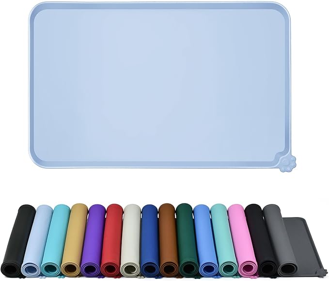 Reopet Silicone Pet Feeding Mat - Waterproof & Non-Slip Dog Cat Placemat | High Raised Edges Prevent Food & Water Spills to Protect Floors, Easy to Clean, Fit for Dog Cat Bowls