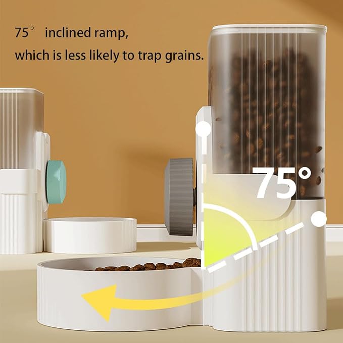 Pet Dog Cat Hanging Automatic Feeder and Water Dispenser Set, 2-in-1 Gravity Pet Food & Water Bowl for Cage, No-Spill Small Dog Rabbit Food Dispenser (Grey)
