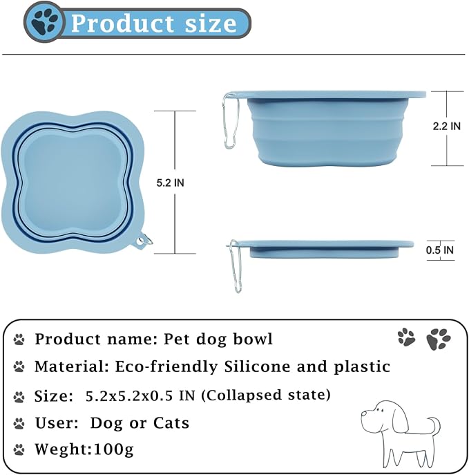 Dog Bowls Pet Collapsible Bowl Slow Feeder Outdoor, Dog Travel Bowls Portable Foldable Cat Water Dish Bowl for Pets Walking Parking Camping (Green)