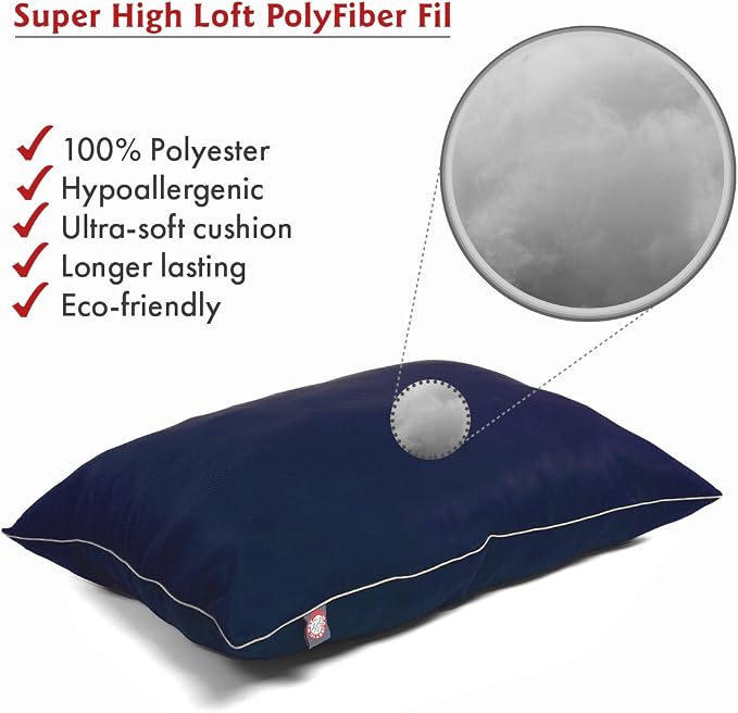 Majestic Pet Rectangle Medium Dog Bed Washable – Non Slip Comfy Pet Bed – Super Value Crate Pet Pillow – Puppy Kennel for Sleeping - Medium Breed 35 x 28 Inch – Solid Blue
