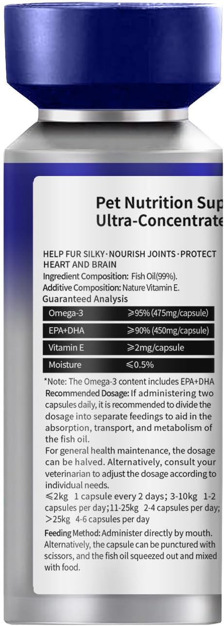 MAG Fish Oil for Dogs Omega 3 Supplement - IFOS Certified,EPA+DHA 450mg per Capsule,Pure Peruvian Anchovy Capsules, 100 Count for Allergy Itch Relief, Shedding, Joint, Heart & Immune Support
