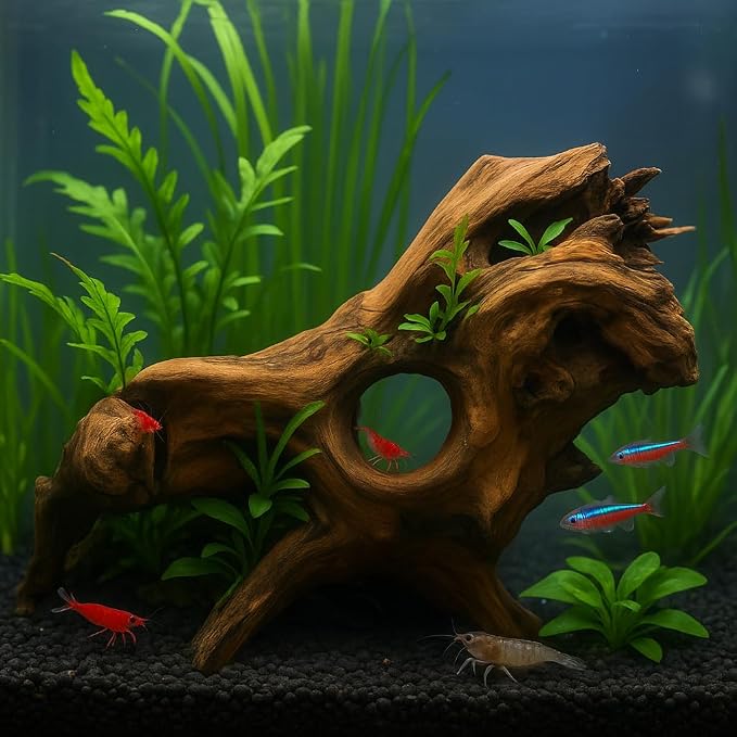 emours Porous Natural Driftwood for Aquarium, Aquascaping Driftwood with Holes, Hand-Selected Tunnels & Hideouts, Aquascaping Hardscape, Terrarium Reptile Décor, No Paint or Resin (8-12" (20-30 cm))