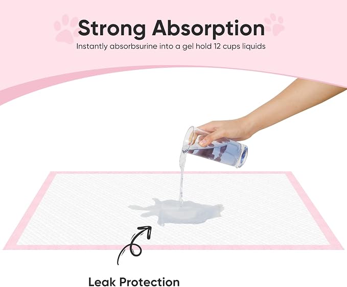 Super-Absorbent Leak-Proof Dog and Puppy Pet Training Pad, Housebreaking Puppy Pads Disposable (24" X 24" - Medium 40PCS)