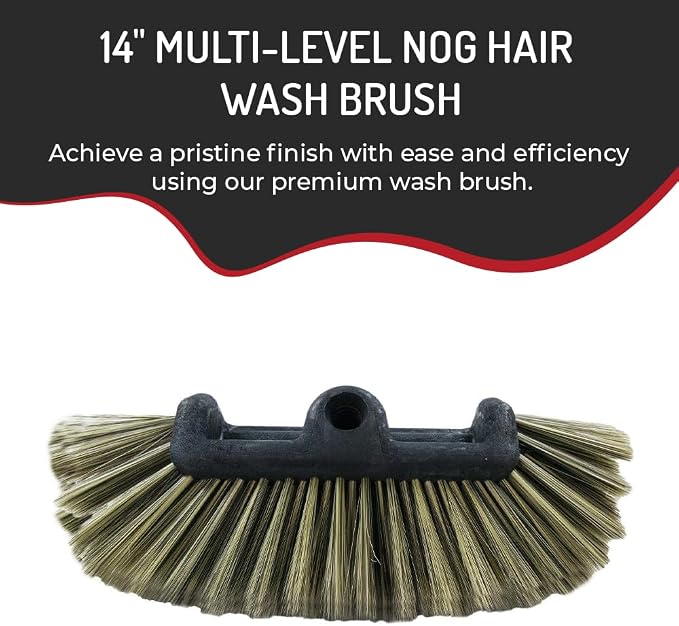Hi-Tech NogHair Wash Brush – 14" Multi-Level Car Wash Brush TB-14X3CR – Soft Bristles for Scratch-Free Cleaning – for Cars, Trucks & SUVs – Fits Threaded Handle