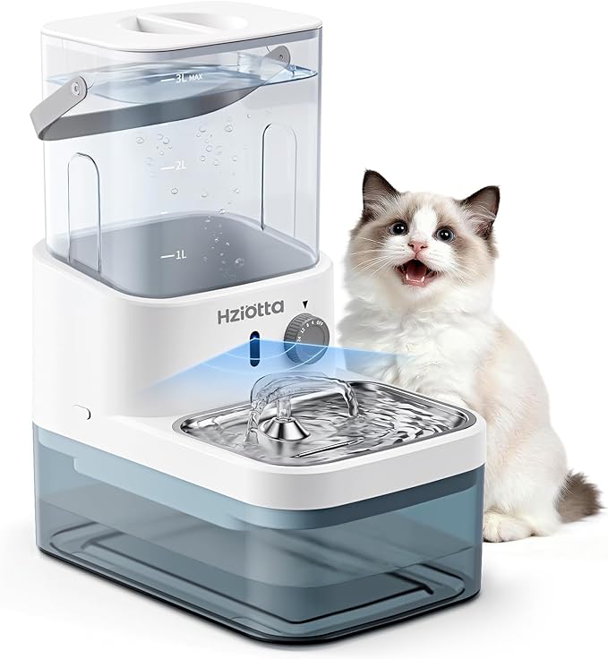 Wastewater Separation Cat Water Fountain – No Filter/Pump, Wireless | Stainless steel, indoor/outdoor pet use, save 56$/year, radar sense, 3L+2.7L dual tanks, 4000mAH battery, 30dB, time setting