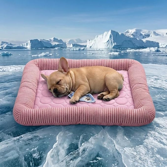 Dog Cooling Mat for Summer, Self Cooling Ice Silk Pet Bed Mat for Crate, Sofa & Car Seats, Breathable Washable Pressure Activated Cool Pad for Small, Medium, Large Dogs and Cats (Pink Mat, Large)