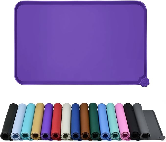 Reopet Silicone Pet Feeding Mat - Waterproof & Non-Slip Dog Cat Placemat | High Raised Edges Prevent Food & Water Spills to Protect Floors, Easy to Clean, Fit for Dog Cat Bowls