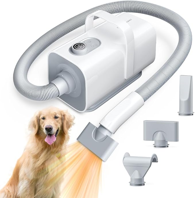HomeRunPet Dog Dryer, Ultra Quiet High Velocity Blow Dryer for Dogs with 99 Speed & 3 Temperature Settings, 6.5ft Long Hose & LED Display, Perfect for Dogs, Pets Grooming