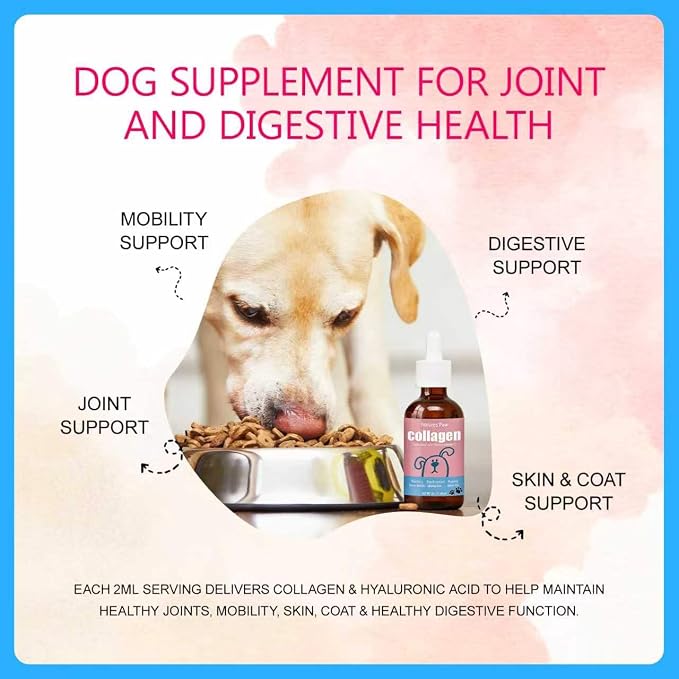 Natures Paw Liquid Collagen for Dogs, Biotin, Hyaluronic Acid & Vitamin C, Hip and Joint Support, Healthy Skin & Coat – 60ml