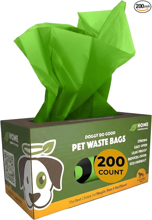 Doggy Do Good - 200 Count, Heavy Duty Poop Bags for Dogs - Standard Size - Dog Waste Bags Made with 50% Recycled Plastic + 15% Biobased Material - Landfill-Friendly, Unscented, Leak-Proof