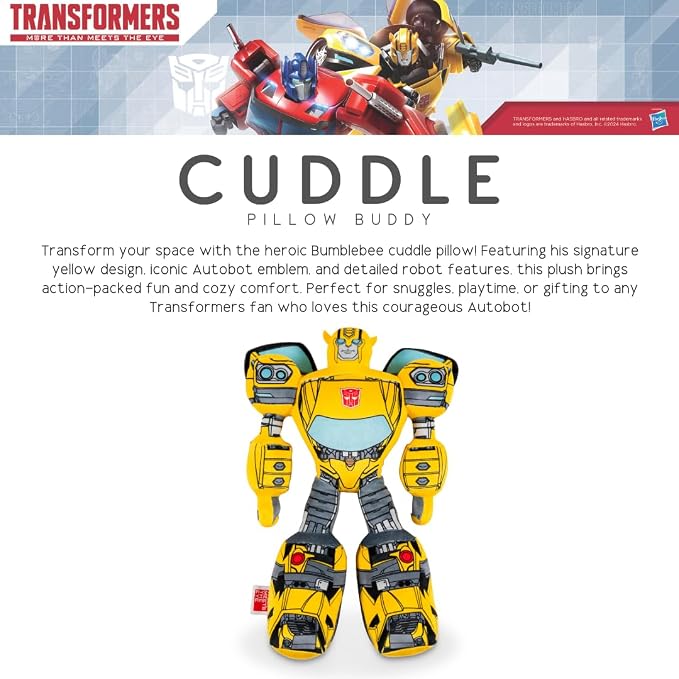 Transformer Bumblebee Kids Bedding Super Soft Cozy Cuddle Pillow, (Officially Licensed Product) by Franco