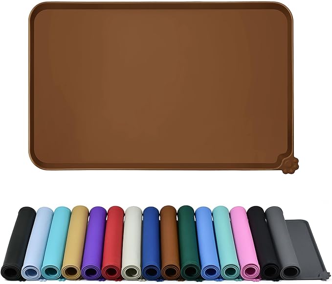 Reopet Silicone Pet Feeding Mat - Waterproof & Non-Slip Dog Cat Placemat | High Raised Edges Prevent Food & Water Spills to Protect Floors, Easy to Clean, Fit for Dog Cat Bowls