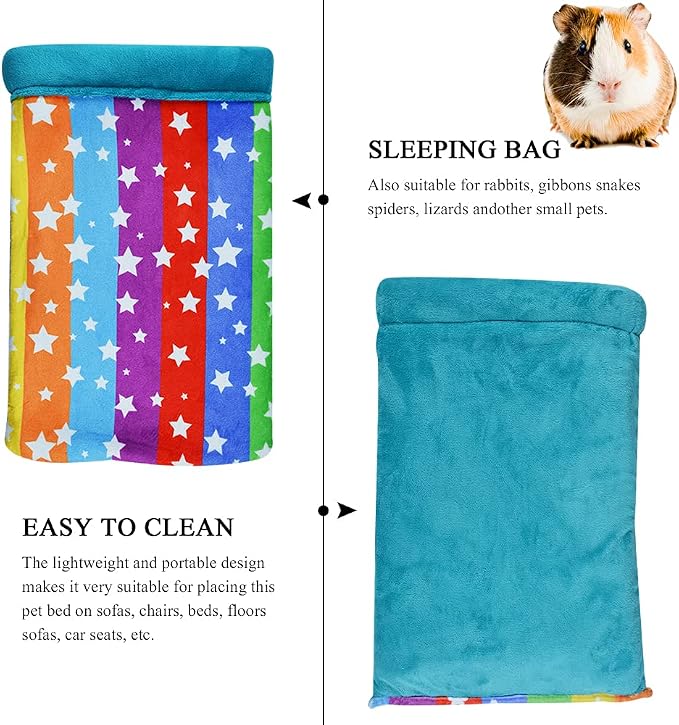 HOMEYA Hamster Sleeping Bag, Small Pet Animals Soft Flannel House Bed Nest Hideout Pouch Sack Sleeping Bed for Hedgehog Squirrel Bunny Guinea Pig Rat Warm Cage Decor Accessory (14 * 11 inch)