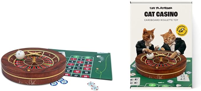 Suck UK - Interactive Cat Toys for Indoor Cats | Moving Spinning Cat Toy | Fun Cats Ball and Puzzle | Gifts for Kittens | Accessories Indoor Play | Stimulant Toy | Exercise Wheel Casino Roulette
