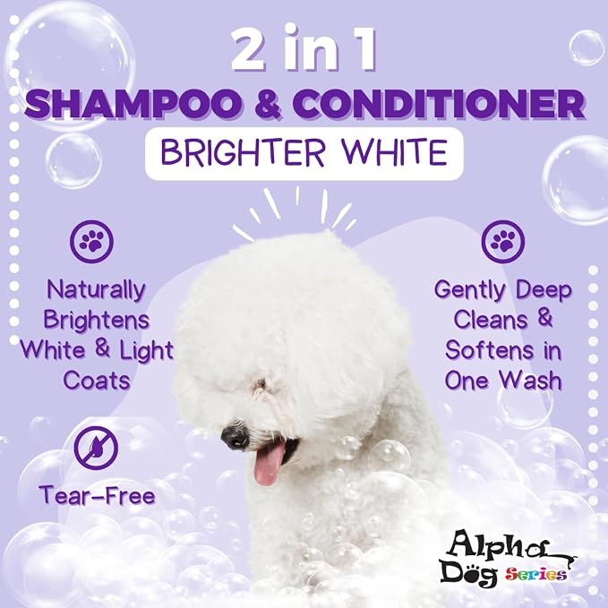 Bright White Shampoo and Conditioner Set with Aloe Vera pH Balanced Dog Grooming Shampoo and Conditioner for Dogs, Tear-Free Moisturizing Dog Shampoo, 26.4 Oz (Pack of 6)
