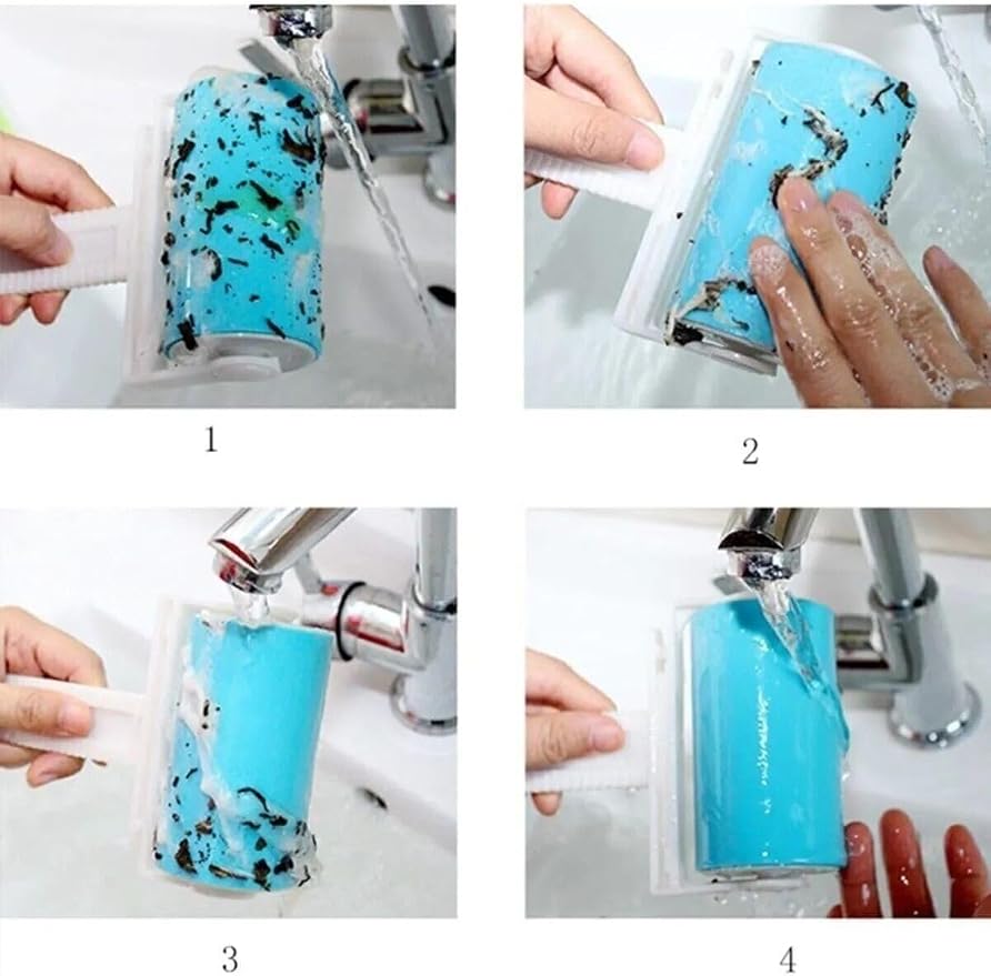 Lint Roller with Lid, Washable Reusable Pet Hair Remover, Portable Sticky Dust Collector Tool
