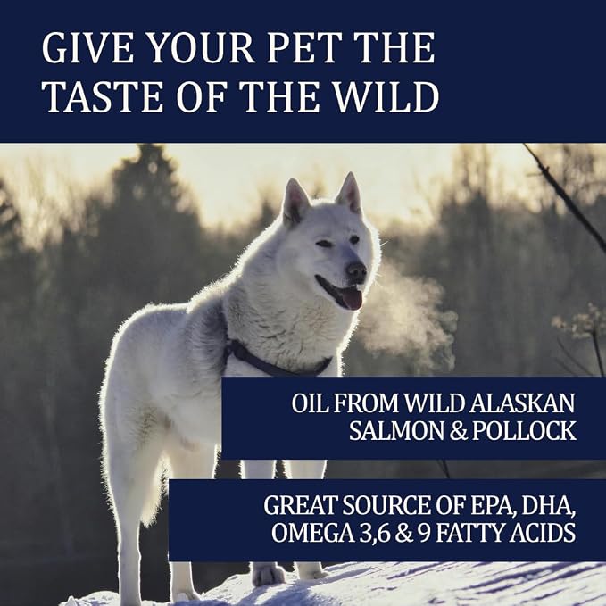 8oz Wild Alaskan Salmon Oil Formula for Dogs, Omega 3 Fish Oil with EPA & DHA – Skin & Coat, Joint, Heart & Immune Support – Helps Itching, Shedding & Dry Skin – Liquid Supplement