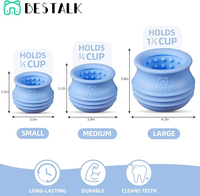 Dog Enrichment Treat Toy, Long-Lasting Wobbly Interactive Freeze Lick Toys for Dogs, Stuffable Puzzle Feeder Toy for Boredom, Silicone Treat Dispensing Chew Toy (Baby Blue,S)