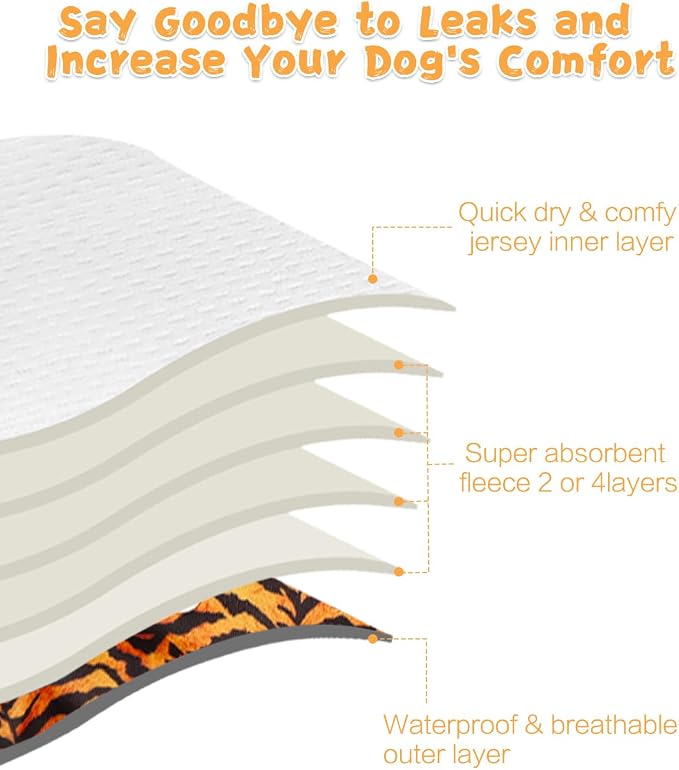 CuteBone Washable Female Dog Diapers 4 Pack Reusable Doggie Heat Diapers for Period FMG11XS