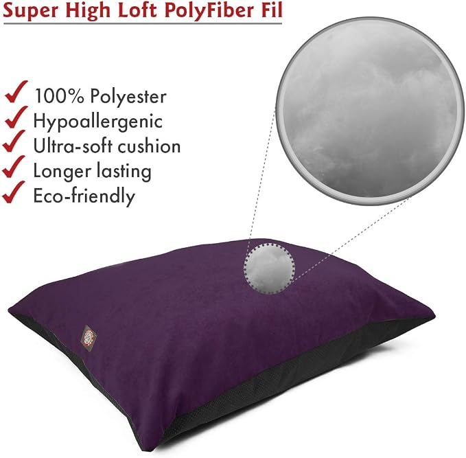 Majestic Pet Rectangle Dog Bed Washable Non Slip Comfy Crate Bed Large Breed 46 x 35 Inch Villa Aubergine