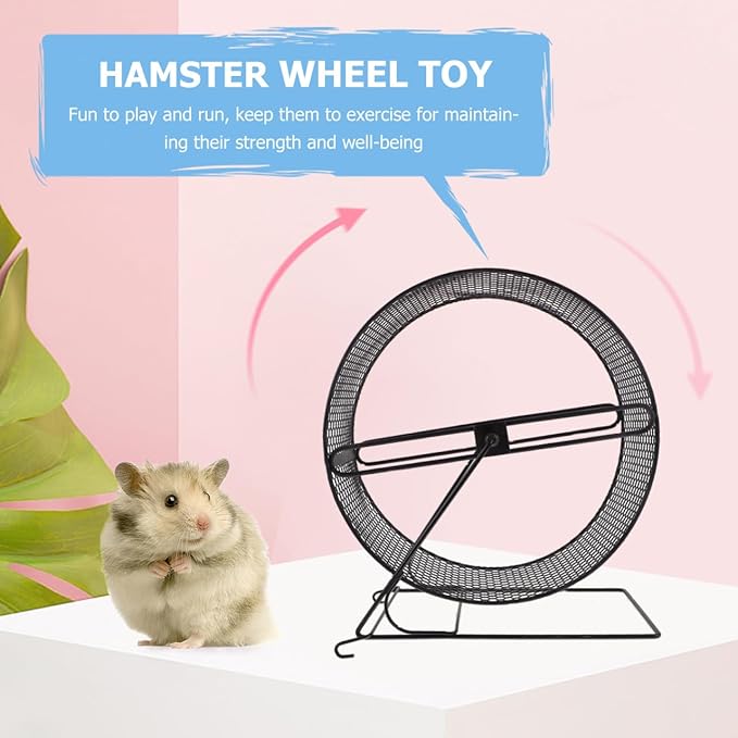Mikikit Silent Hamster Running Wheel 11.02×10.23×5.90In Metal Mesh Track Quiet Exercise Toy for Hedgehogs Squirrels Guinea Pigs Indoor Cage Play