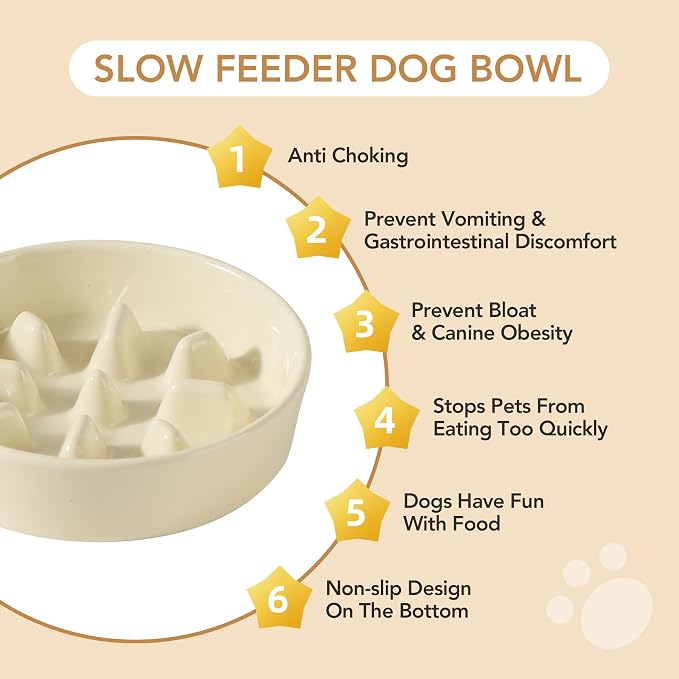 Havniva Ceramic Slow Feeder Dog Bowls, 0.9 Cups Dog Bowl Slow Feeding for Small Breed, 6.1inch Puzzle Dog Food Bowl Slow Feeder Non-Slip Anti-Gulping and Anti-Choking Reduces Bloating