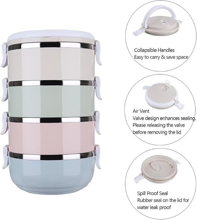 Pets Travel Bowl,4 Tiers Portable Stainless Steel Travel Lunch Bowls Set for Pet
