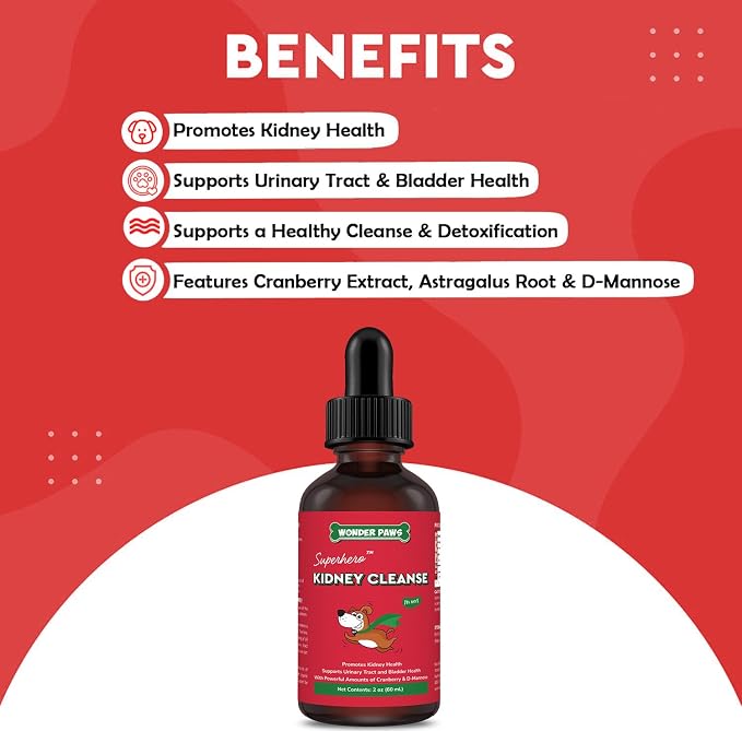 WONDER PAWS Kidney Cleanse Drops Plus Liquid Glucosamine Superhero Drops - for Dog's Kidney Health, Mobility, Joint Care & Immune Support – Kidney Cleanse 2 Ounces - Liquid Glucosamine 16 Ounces