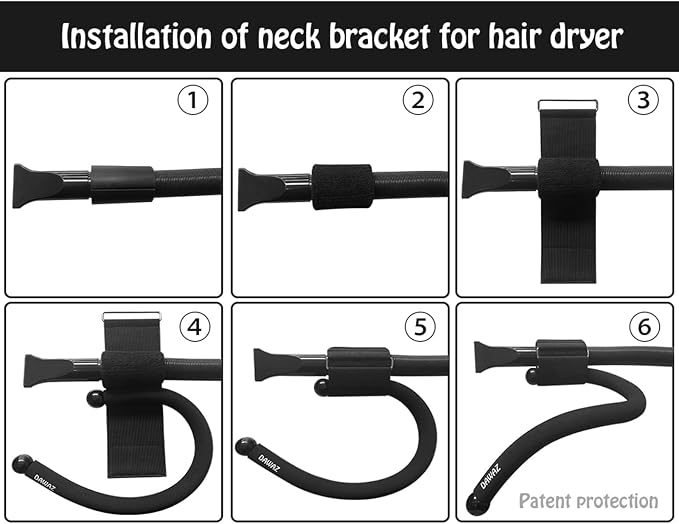 DAWAZ pet Grooming Dog Hair Dryer Water Blowing Machine Neck Hanging Bracket Universal Adjustment Free Your Hands (D2), BLACK