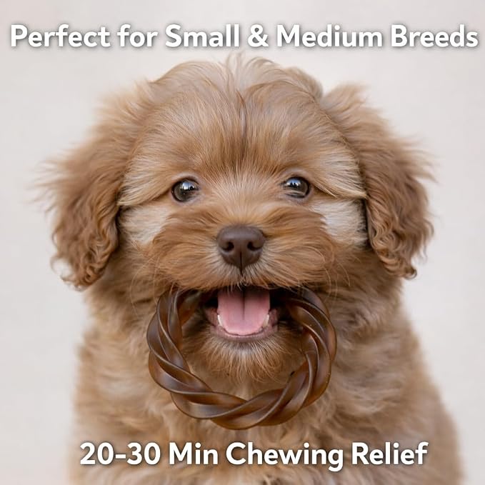 No Rawhide Puppy Teething Rings – Sweet Potato (4 Rings) Grain Free Rawhide Alternative Teething Treats for Puppies