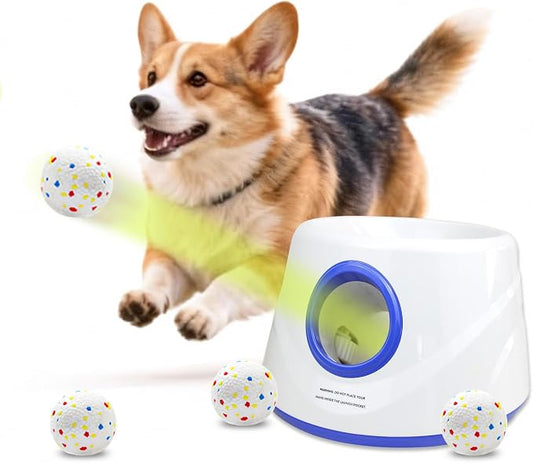 Automatic Ball Launcher, Hands‑free Dog Ball Thrower, Adjustable Distance Dog Fetch Machine (19-45FT), Suitable for Small and Medium-Sized Dogs. Indoor/Outdoor Dual-use launchers for Dog Parents.