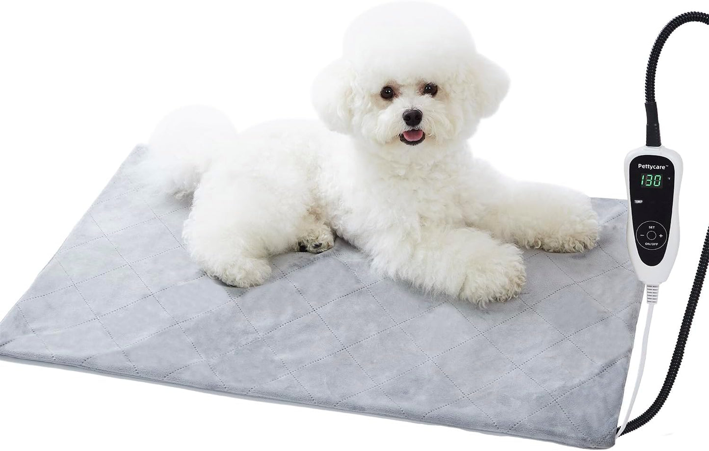 pettycare Pet Heating Pad for Dog Cat, Electric Heating with Steel-Wrapped Cord, 25-level Timer & 11-level Temperature Indoor Warming Pads Easy Clean for Puppy Cat Dog XL 28x18inch