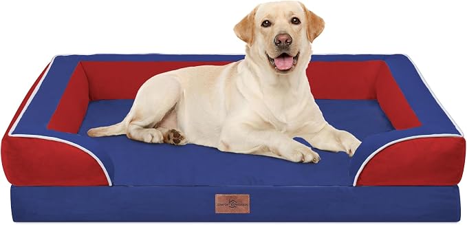 Comfort Expression Orthopedic Dog Bed for Extra Large Dogs 42x30 Inch, Waterproof Egg Crate Foam XL Pet Bed with Bolsters, Dog Couch with Washable Cover & Non-Slip Bottom, American Flag 4