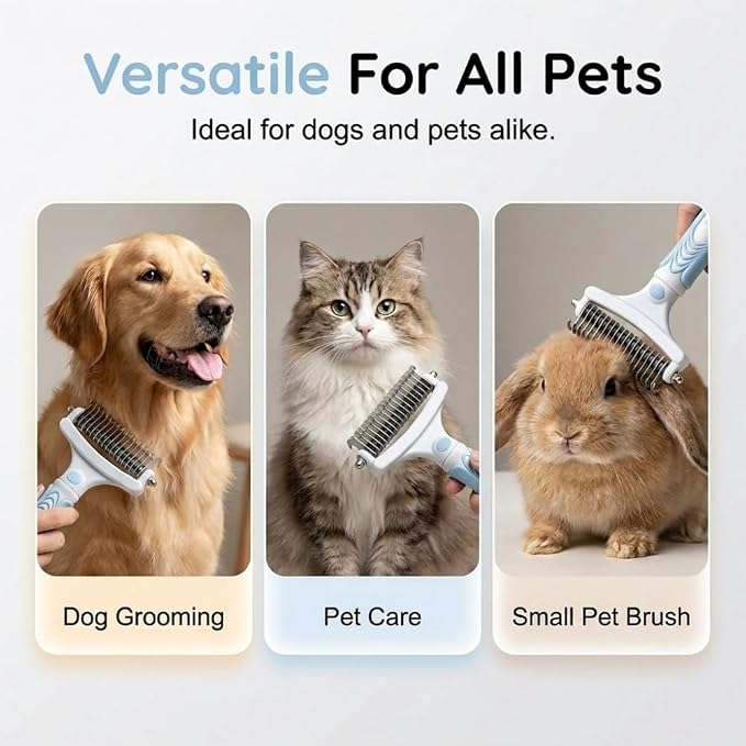 Dual-Sided Pet Grooming Comb, Dog Brush for Shedding, Deshedding Cat Brush for Cats & Dogs, Pet Grooming Rake, Deshedding & Grooming Tool For Long Haired And Short Haired Dogs (Orange)