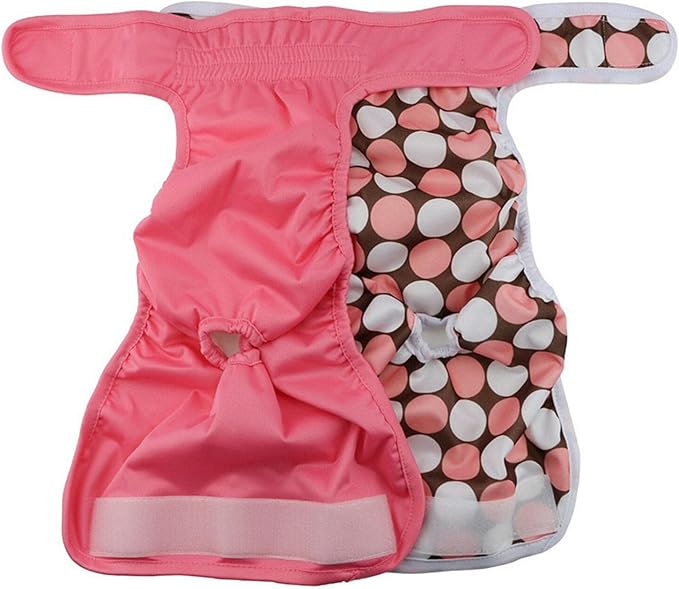 Washable Female Dog Diapers, 7 Pack Reusable Pet Incontinence Protectors, Multiple Patterns, XS-L Sizes, Comfort Fit with Elastic Edges (L)