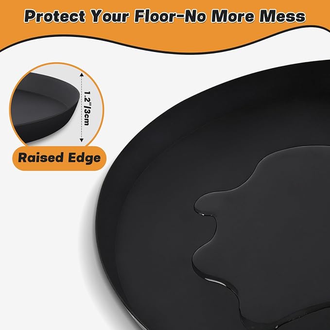 20" Silicone Pet Food Mat, Waterproof Feeding Mat for Dog & Cat Extra Large Dog Bowl Mats with Raised Edge, Non-Slip, Protects Floors, Easy to Clean (Black)