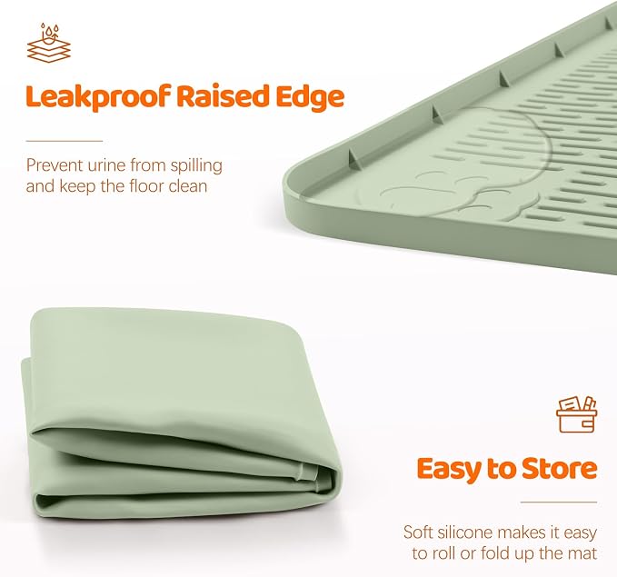 Pee Pads for Dogs, 70" x 45" Extra Large Reusable Silicone Mat, Washable Puppy Training Pads for Potty Training, Non-Slip, Leak-Proof, Indoor Floor Protection (Green)