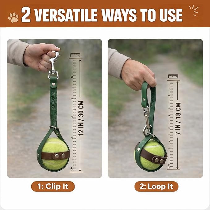 Hands Free Dog Walking Kit - Army Green Magnetic Treat Pouch and Tennis Ball Holder Bundle