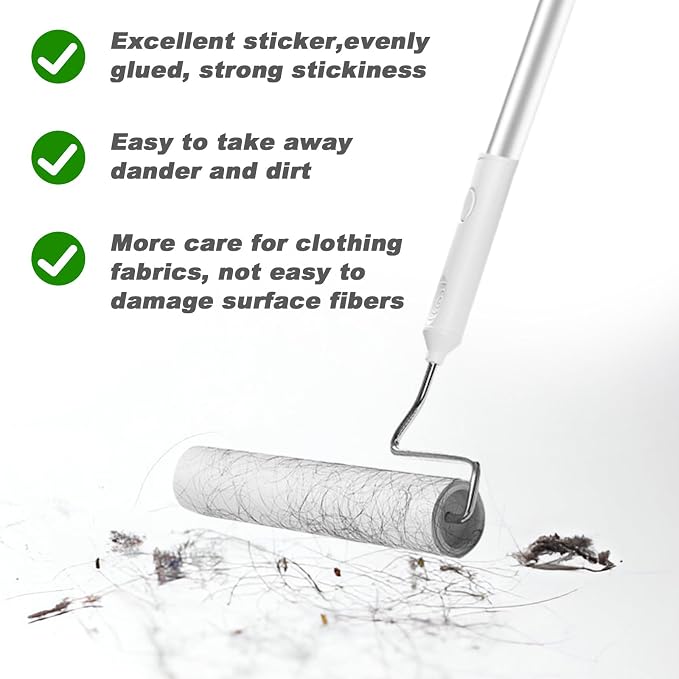 6.3 inch Wide Lint Roller Refills, Value Pack 24 Rolls Extra Sticky Lint Rollers Refill, Pet Hair Sticky Roller Refills for Floor, Couch, Carpet, Bed, Clothes(Pack of 24, Total 1440 Sheets)