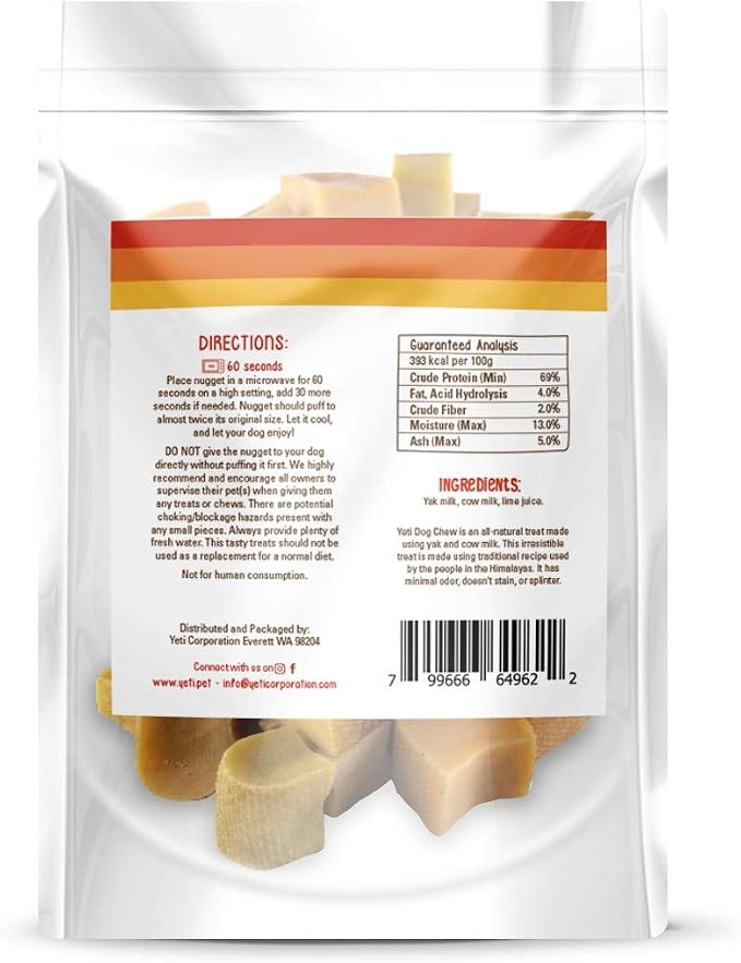 Yeti Refill Nuggets for Puff and Play Dog Toys - Natural Himalayan Yak Cheese Treats, Promotes Dental Health, Suitable for All Dogs, Ideal for Interactive Chew Toys and Dispensers, 30 Pieces, 14 Oz