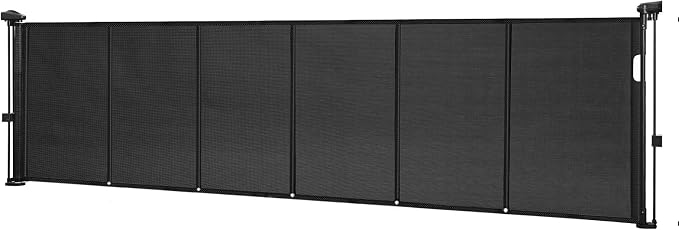 VEVOR Retractable Baby Gate, 34 inch Tall, Extends up to 110 inch Wide, Retractable Gate for Kids or Pets, Mesh Material, Easy to Install for Indoor Stairs, Doorways, Hallways, Playrooms, Black
