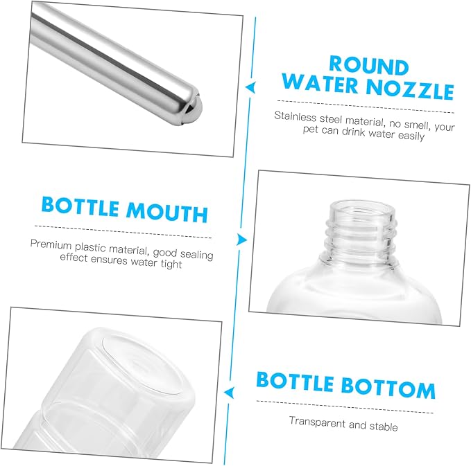2Pcs No-Leak Pet Water Bottles - Easy Install Hanging Dispensers for Rabbits, Chinchillas, Guinea Pigs, Transparent Design, Durable Materials