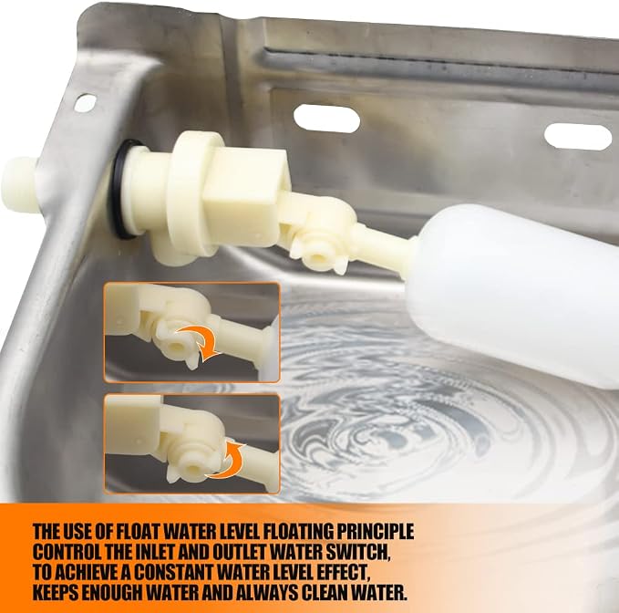 Automatic Livestock Water Bowl Float Valve Self-Filling Dog Goat Chicken | 304 Stainless Steel Animal Waterer Auto Refill, Horse Pig Cow Sheep Cat, Drainage, 3/4" GHT Hose & Mounting Bolts, Farm Ranch
