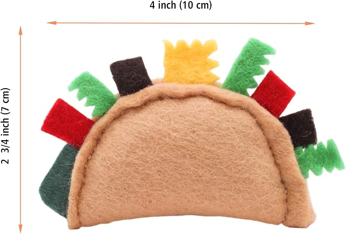 Glaciart One Felt Taco Cat Toys with Catnip | 2 Pcs Cute Cat Toy for Interaction & Boredom Relief, Encourages to Exercise, Explore & Play | Filled w/Organic Catnip to Help Sooth or Reduce Anxiety