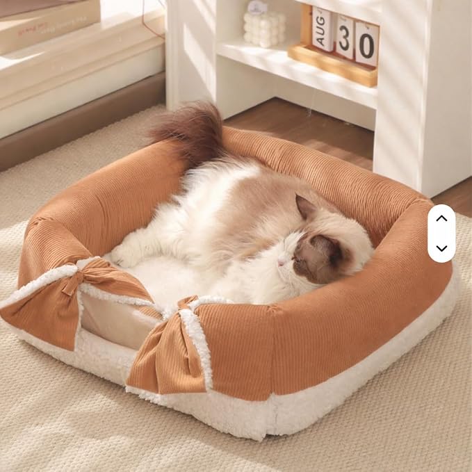 Pet House, Cat Bed for Indoor Cats, Cat Cave, Foldable Cat Cave, Bed for Large and Small Pets (Brown, Medium)