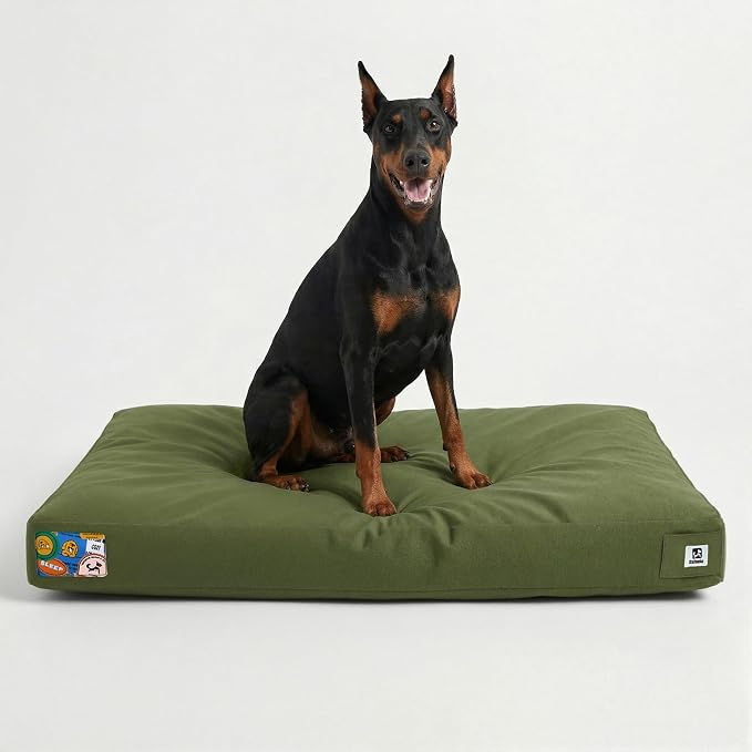 Sytopia 42 Inch Canvas Outdoor Dog Bed for Extra Large Dogs, Durable Dog Bed with Waterproof Machine Washable Removable Cover, Indoor Patio Pet Pad for Crate, Green