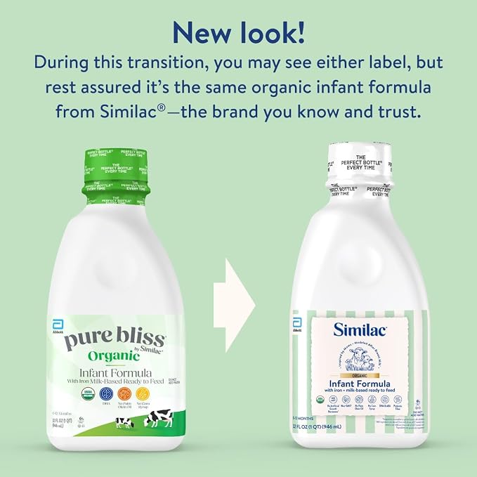 Similac Organic Infant Formula, Easy to Digest, USDA-Certified Organic, Ready to Feed, 32-fl-oz Bottle, Pack of 6
